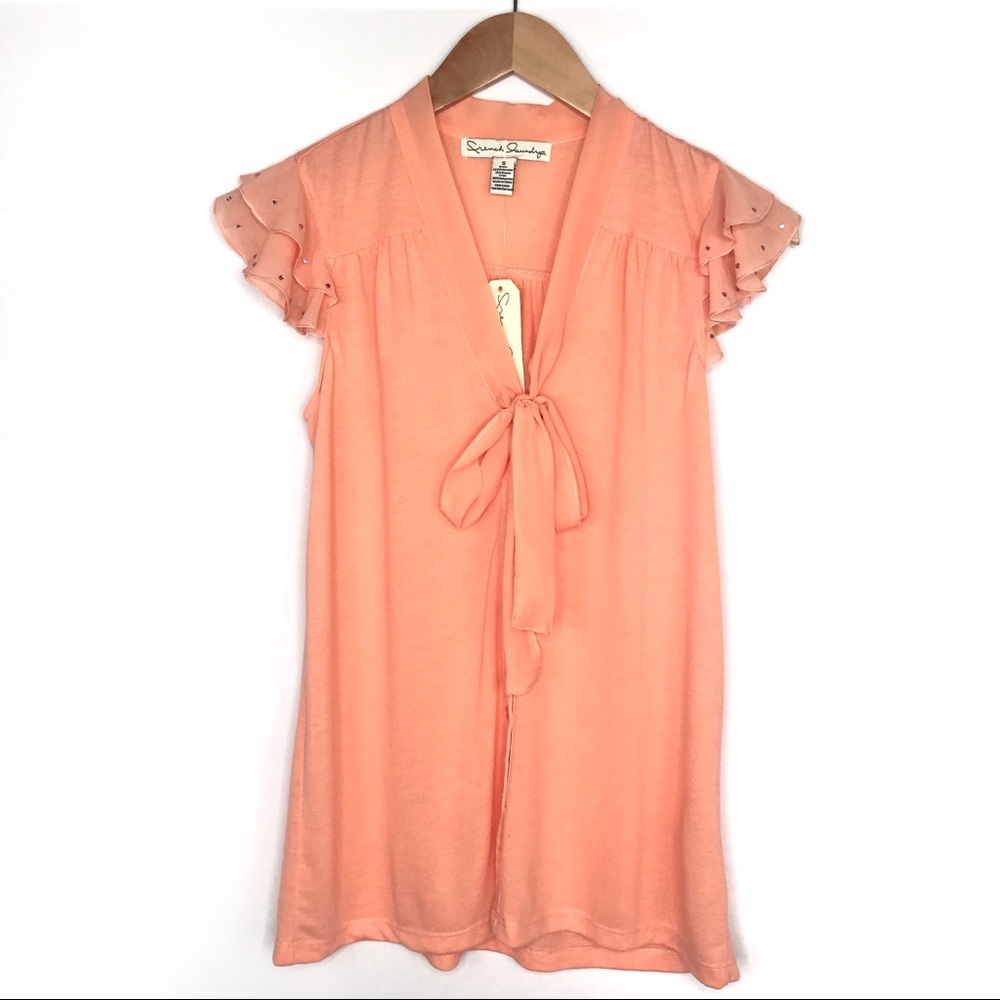French Laundry Peach Flutter Sleeve Top S NEW!